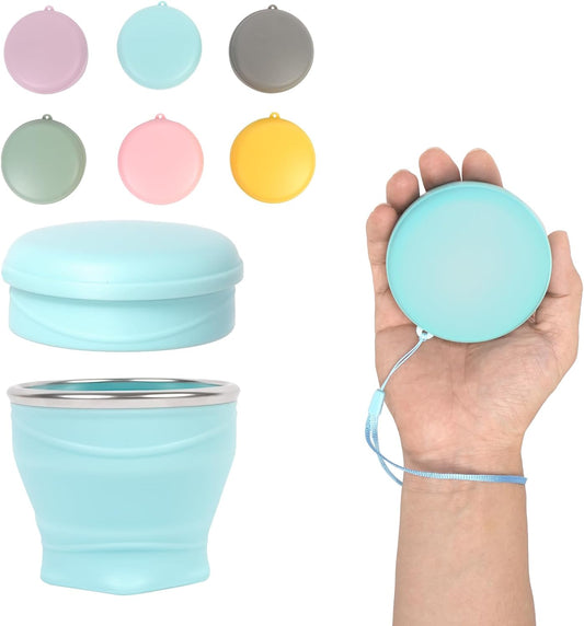 Collapsible Water Cup 6oz/180ml - Collapsible Cup - Silicone Collapsible TravelCup - Silicone Folding Camping Cup with Lids - Foldable Drinking Cup - for Travel, Camping, Hiking, Outdoor Sports