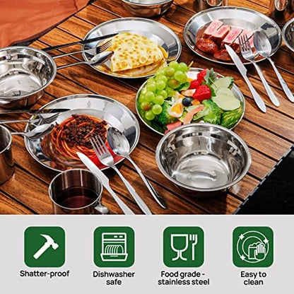 Odoland 29pcs Stainless Steel Utensils Camping Mess Kits for 4 Person