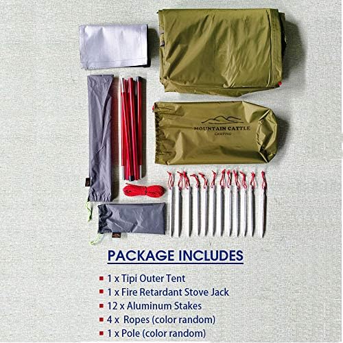 4 Persons 5lb Lightweight Tipi Hot Tents with Stove Jack, 7'3" Standing Room, Teepee Tent for Hunting Family Team Backpacking Camping Hiking