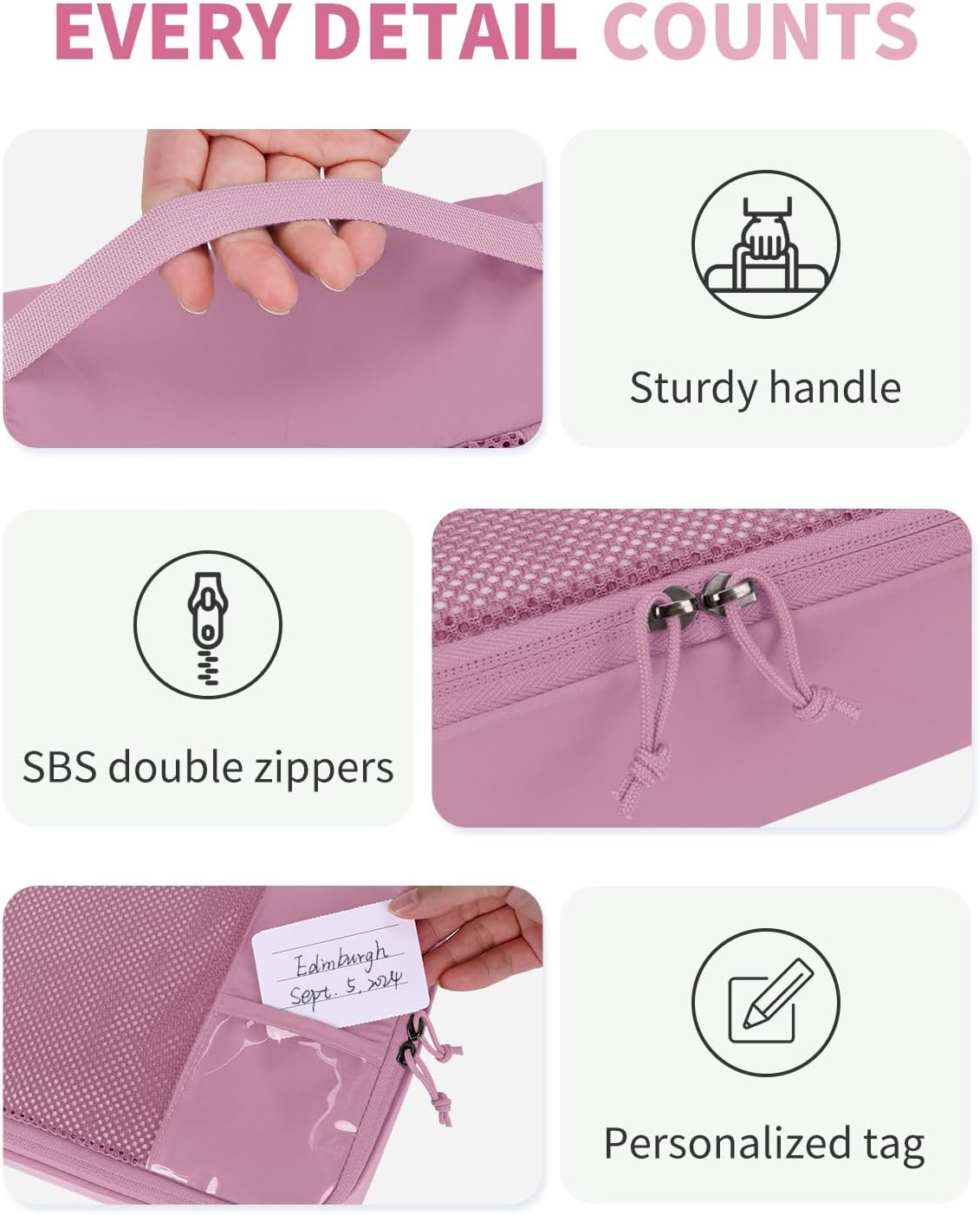 ECOHUB 4 Set /6 Set Packing Cubes for Travel Durable Suitcase Organizer Bags Set with Personalized Tag Various Sizes Travel Essentials Traveling Accessories for Luggage Machine Washable