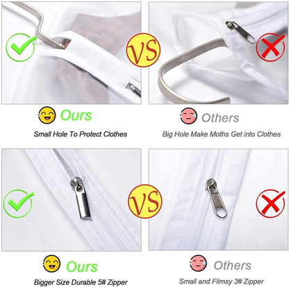 Garment Bags Covers 24''X60'' Dress Bags for Hanging Clothes (Pack of 6) with Study Full Zipper Coat Covers for Closet Clothes Storage Travel