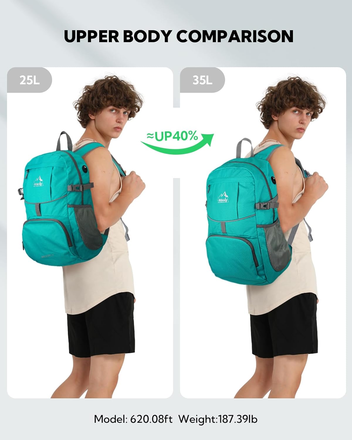 WATERFLY Hiking Foldable Daypack Backpack: 25L Ultra Lightweight Packable Waterproof Outdoor Travel Day Pack for Woman Man