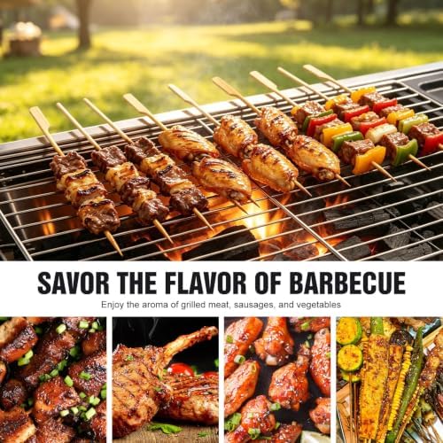 Portable Charcoal Grill, Large Outdoor BBQ Grill with Storage Shelf
