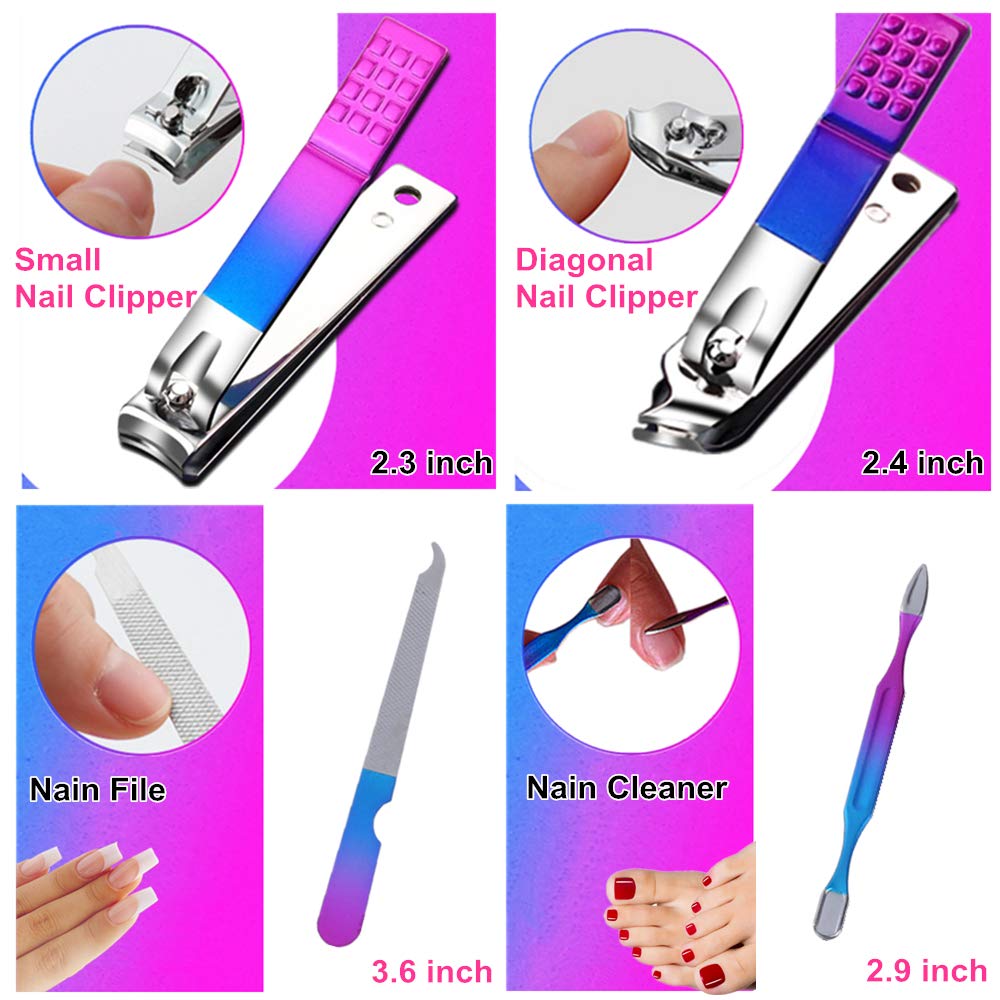 7pcs Manicure set, Nail Clippers Kit, Stainless Steel Manicure Kit, Nail Clipping Tools Portable Travel Grooming Kit, The Best Gift with Luxurious Case(Multicolor)