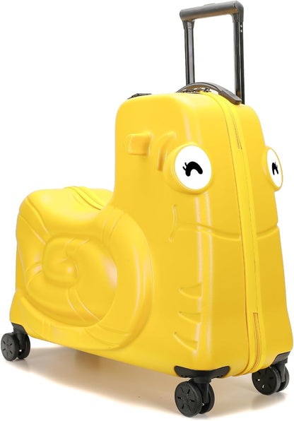 Kids Luggage, Kids Ride-on Luggage with Spinner Wheels Suitcase, Kid's Ride-On Suitcase Help Your Child Relax, Carry On Trolley with Password Lock (Yellow, 20 inches)