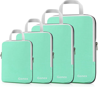 Gonex Compression Packing Cubes, 3pcs/4pcs Expandable Storage Travel Luggage Bags Organizers