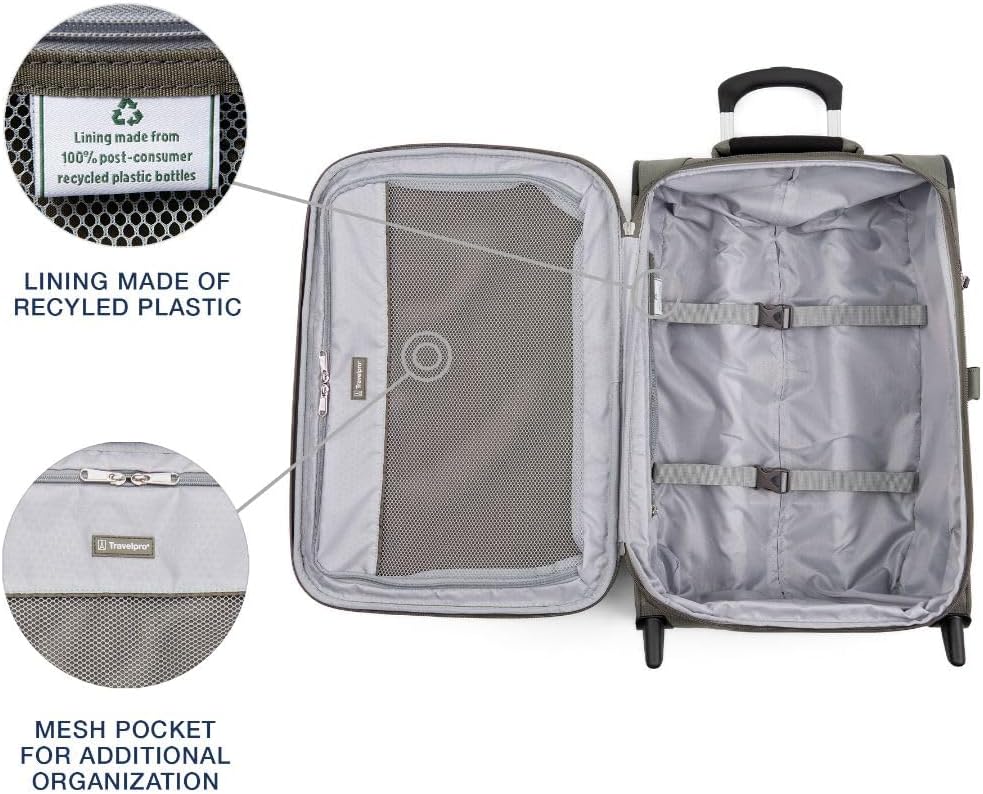 Travelpro Maxlite 5 Softside Expandable Upright 2 Wheel Carry on Luggage, Lightweight Suitcase, Men and Women, Slate Green, Carry On 22-Inch