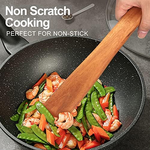 Non Toxic Wood Spatula for Cooking Spoon Teak Wooden Utensil Set Spurtle