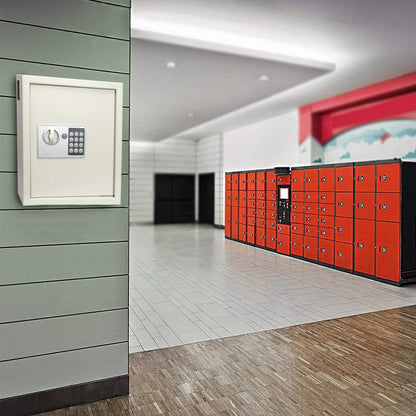 KYODOLED Electronic 40 Key Cabinet Wall Mount,Digital Key Safe Lock Box,Large Security Lockbox for House Key,Heavy Duty Combination Lock Storage,14.37'' X 11.8'' X3.93''(White,40 Keys)