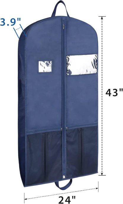 Zilink 43" Suit Bags for Men Travel and Storage Gusseted Garment Bags for Hanging Clothes Suit Cover With Handles for Clothes, Coats, Jackets, Shirts, Set of 2