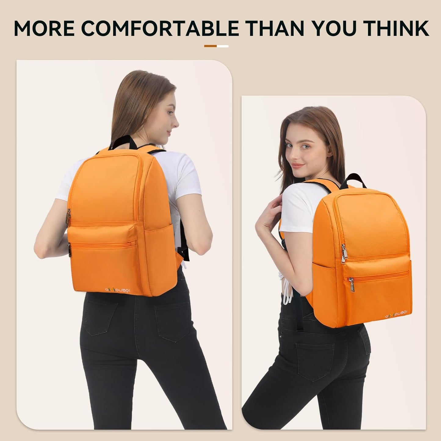 OMOUBOI Casual Daypacks Superbreak Backpack 14 inch Laptop Backpack for Women & Men Fits Tourism Business (Orange)