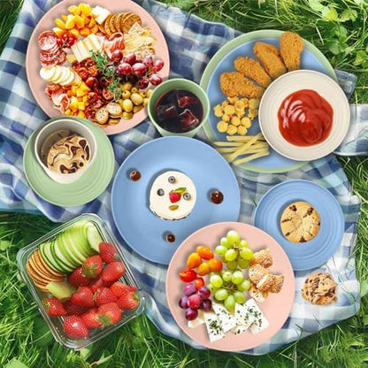 Wrova Wheat Straw Dinnerware Sets 40PCS, Unbreakable Plates and Bowls Sets Service for 8, Microwave and Dishwasher Safe Dish Set, Dinning Plates/Cereal Bowls/Drinking Cups for Kitchen,Camping-Nordic