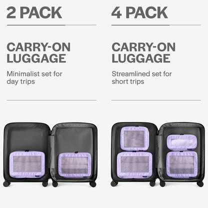 Compression Packing Cubes for Travel - Luggage Organizer Bags - Double Zipper Packing Cubes for Suitcases (2-Pack, Purple)