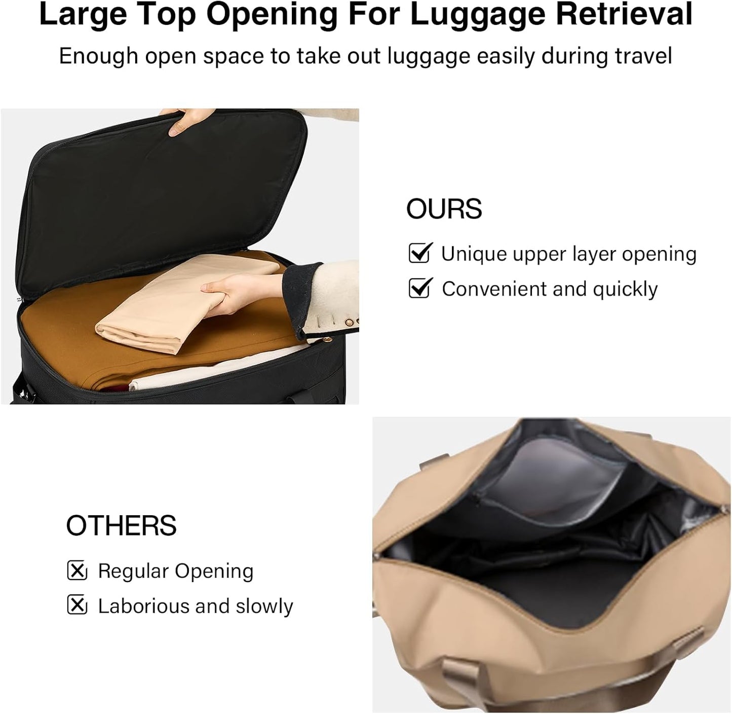 MILADA Expandable Luggage Bags for Travel Foldable Suitcase with Wheels Collapsible Rolling Travel Duffle Bag Lightweight Large Suitcases without Telescoping Handle, Black