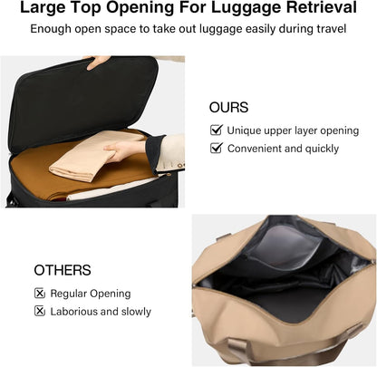 MILADA Expandable Luggage Bags for Travel Foldable Suitcase with Wheels Collapsible Rolling Travel Duffle Bag Lightweight Large Suitcases without Telescoping Handle, Black