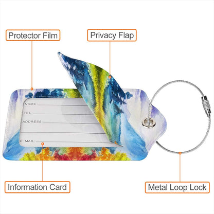 2 Pack Luggage Tag for Suitcase, Cute Unique Leather Suitcase Tags Identifiers with Privacy Name Address Labels & Durable Steel Loop for Women Men Travel