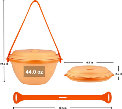 kūpaa Bowl & Carrier Duet – Microwave Safe Silicone Lunch Box For Adults– Collapsible, Leakproof, Food-Grade, Reusable To-Go Container (Sunstone)