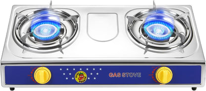 Vivicreate 2 Burner Propane Gas Stove Outdoor Cooking Portable Double Burner Propane Cooktop Burners for Camping BBQ Patio Frying Fogon Estufa Portatil Parrillas de Gas