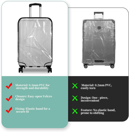 Clear PVC Luggage Cover, Waterproof Dustproof Anti-Scratch Suitcase Protector, Fits Wheeled Suitcases 18" 22" 24" 26" 28" 30" - Thicken Baggage Cover Case（26”）