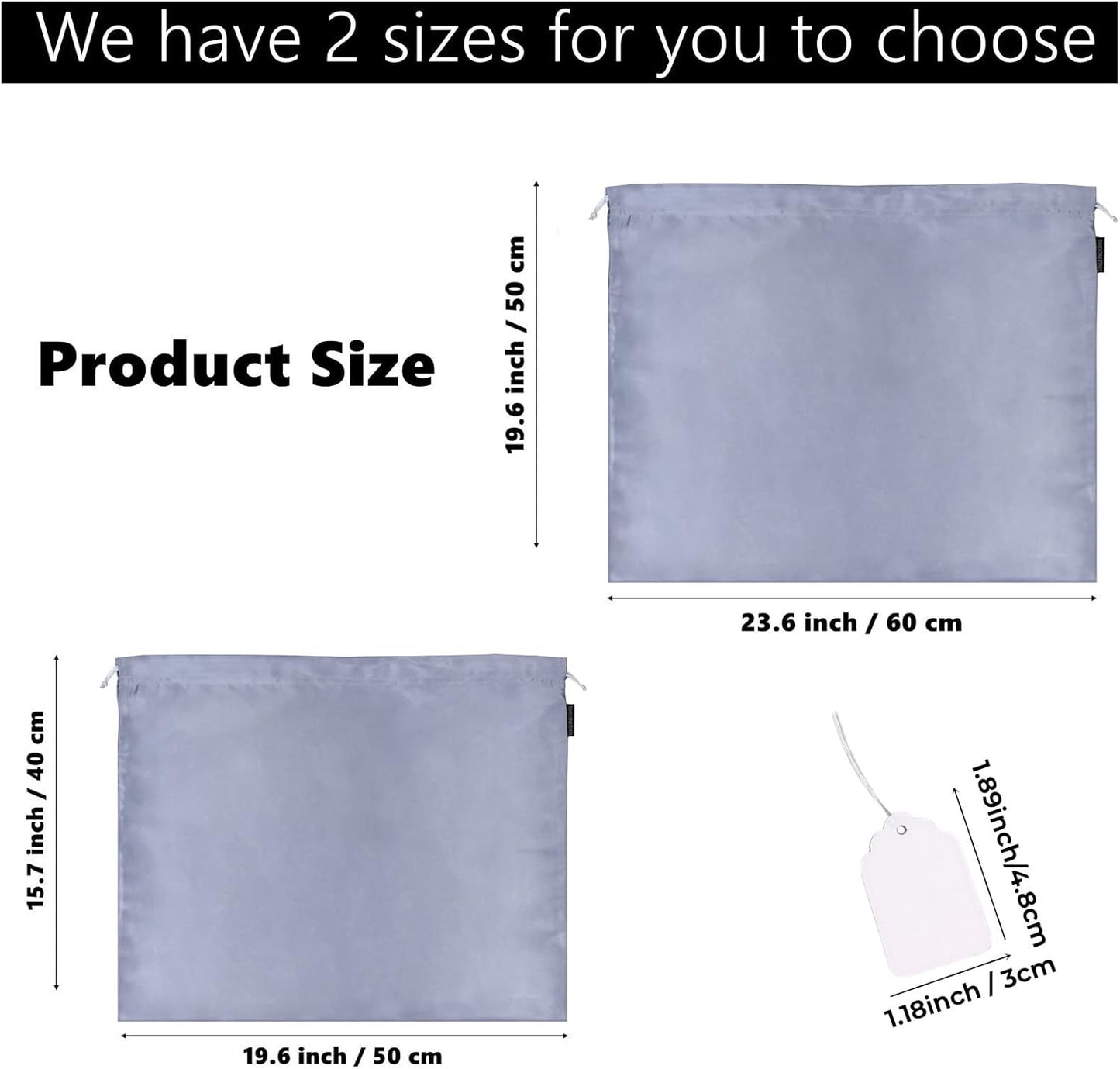 6 Pack Dust Bags for Handbags Silk Dust Cover Bag for Handbags Purses Shoes Boots, Silk Dustproof Drawstring Bag Travel Storage Pouch (Gray, 19.6 × 15.7 in)