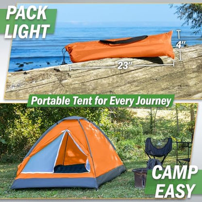 2 Person Camping Tent with Rain Fly and Carrying Bag - Lightweight Outdoor Pop Up Tents for Camping Essentials, Music Festivals, Backpacking, Hiking, or Beach Shelter by Wakeman Outdoors