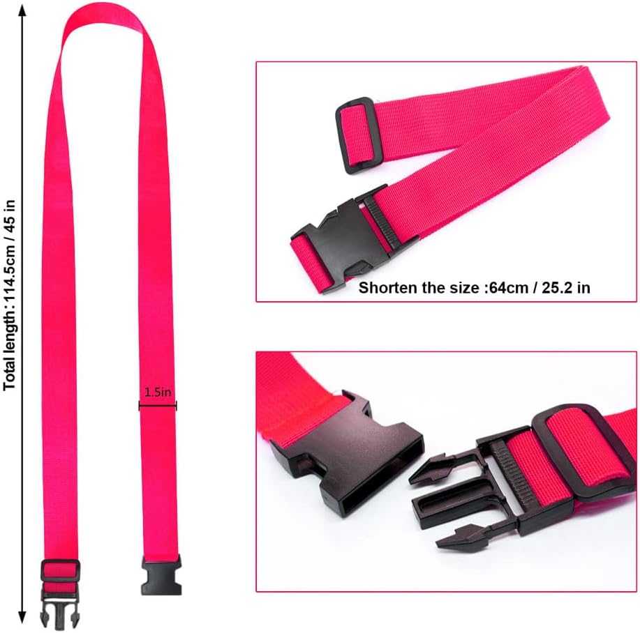 4Pack Luggage Straps for Suitcases, Travel Connector for Carry On Bag, Add Bag to Connect Two Suitcases, Adjustable Belt Attachment Accessories for Connect Your 3 Luggages, Rose