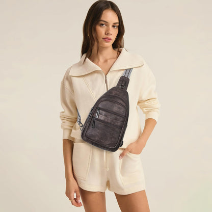 Sling Bag for Women Crossbody Fanny Pack Sling Purse Backpack Vegan Leather Travel Cross Over Shoulder Bag Coffee