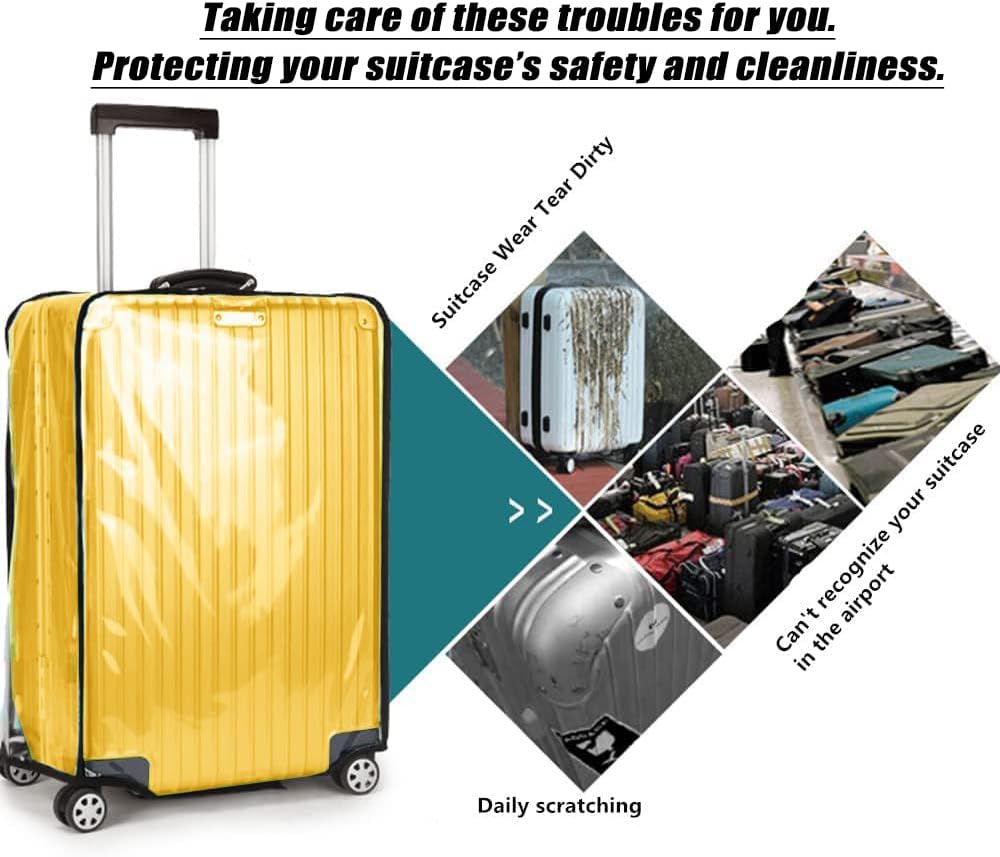 20 Inch Clear PVC Luggage Cover, 0.2mm Thick Lightweight Waterproof, Dustproof, Anti-Scratch Suitcase Cover, Luggage Covers for Suitcase TSA Approved, Fits 19"-20" Wheeled Luggage