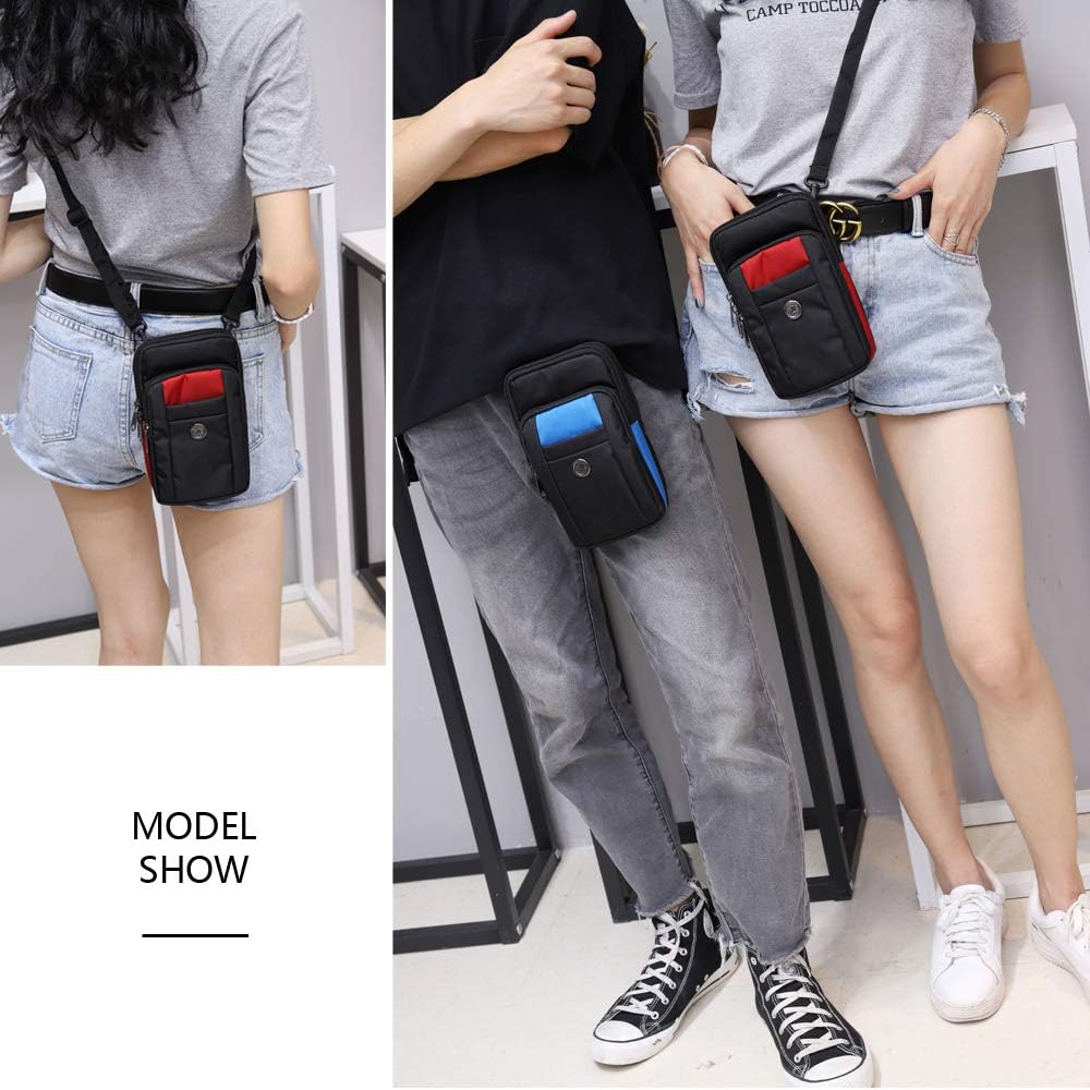 Senient Wolf Waterproof Nylon Multifunctional Phone Crossbody Bag - Small One Shoulder Waist Bag Wallet Travel Passport Case