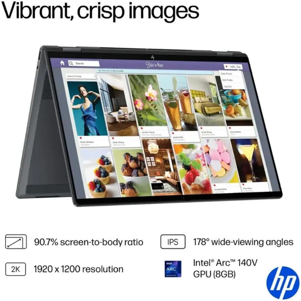 HP OmniBook X Flip 16 2-in-1 Laptop: 16" FHD+ Touchscreen, Intel Core Ultra 7 (NPU 47 Tops), 16GB RAM, 512GB SSD, Intel Arc 140V GPU, Copilot+ PC, Eclipse Gray, W/Pen Accessories, Windows 11 Pro