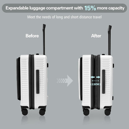 20 Inch Luggage with Spinner Wheels,Expandable Front Opening Suitcase 100% PC Hard Shell TSA Lock, Smooth Rolling Wheels, Lightweight Travel for Men and Women, Y03 Yellow Slightly Larger