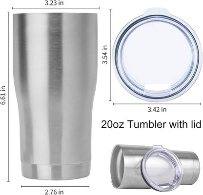 DOMICARE 20oz Tumbler with Lid Stainless Steel Tumblers Bulk, Double Wall Vacuum Insulated Coffee Travel Mug, 12 Pack Stainless Steel