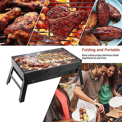 Moclever Folding Portable Charcoal Grill – Stainless Steel Mini BBQ Grill for Outdoor Cooking, Camping, Picnics, Beach, Tailgating, Compact & Easy to Carry