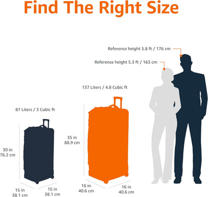 Amazon Basics 35-Inch Large Rolling Duffle Bag with Wheels and Handle, Travel Duffle Bag with Durable Ripstop Polyester Material, 2 Layers of Space, Multiple Interior and Exterior Pockets, Blue