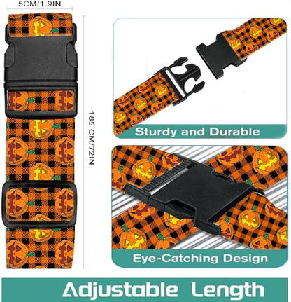 Luggage Straps for Suitcases Travel Belt Accessories, Cute Suitcase Strap, Adjustable Luggage Belt Strap, Heavy Duty with Quick-Release Buckle Luggage Strap Red Pumpkin