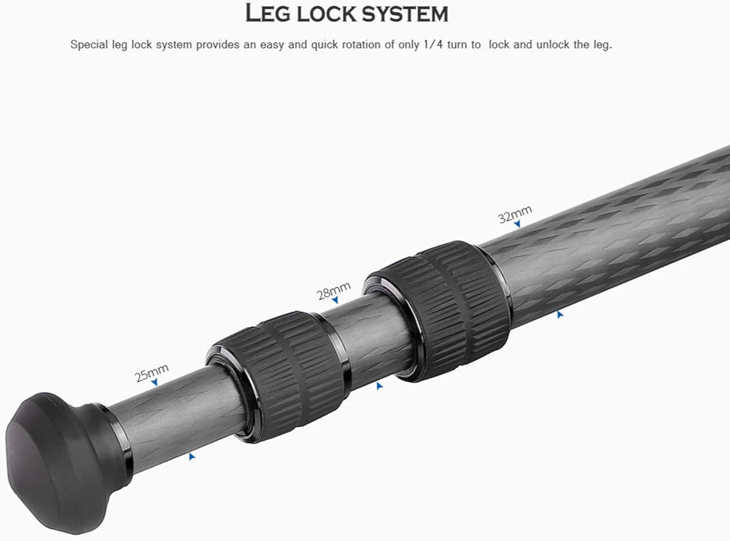 Leofoto Professional Camera Tripod, 63.4" Compact Carbon Fiber Tripod for DSLR Video Camcorder, 3 Leg Sections, 360° Ball Head, Max Load 20KG/44Lb (LS-323CX+LH-40)