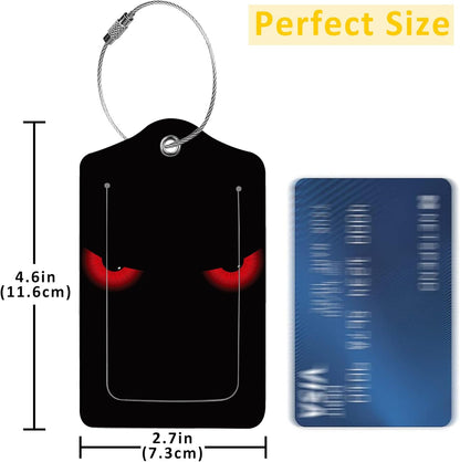 2 Pack Evil Eyes Luggage Tag for Suitcases Green Cat Eyes PU Leather Bag Travel Suitcase ID Identifier Baggage Tags for Women Men Travel