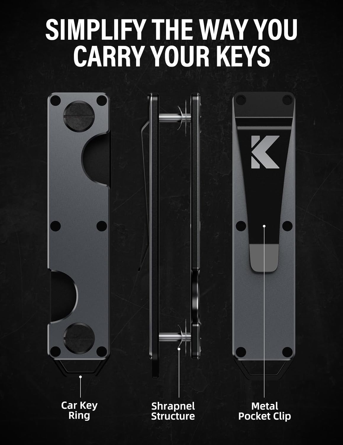 Key Organizer Key Holder Compact Key Case Minimalist Metal Key Chain Key Holder for Keychain Secures 8-10 Keys EDC