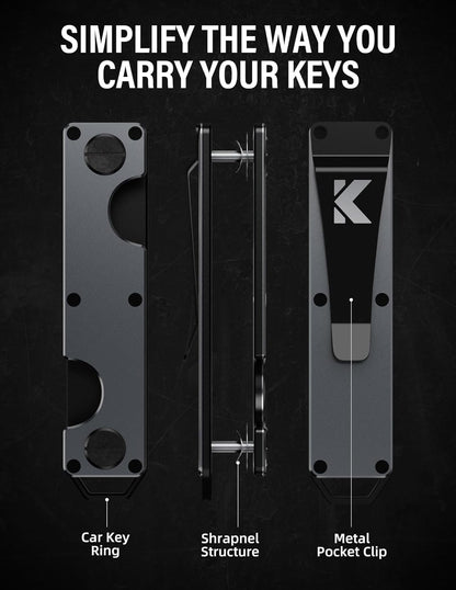 Key Organizer Key Holder Compact Key Case Minimalist Metal Key Chain Key Holder for Keychain Secures 8-10 Keys EDC