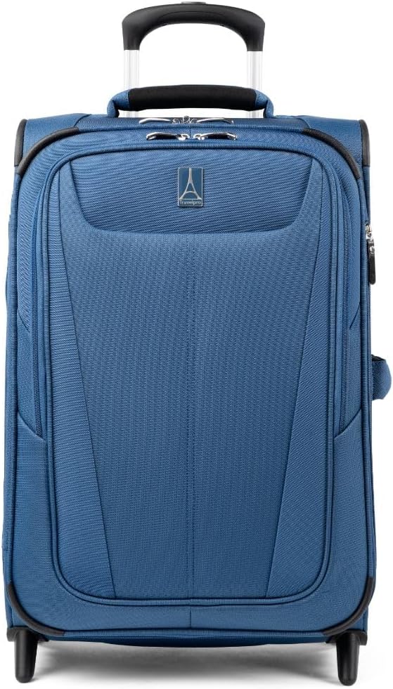 Travelpro Maxlite 5 Softside Expandable Upright 2 Wheel Carry on Luggage, Lightweight Suitcase, Men and Women, Ensign Blue, Carry On 22-Inch