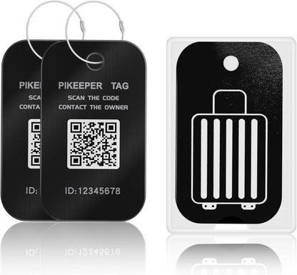 Smart Luggage Tags for Suitcase - Waterproof QR Code Labels with Location Notification When Scanned (Pack of 2), Customizable & Durable Travel ID Tags for Backpacks, Hide Personal Info