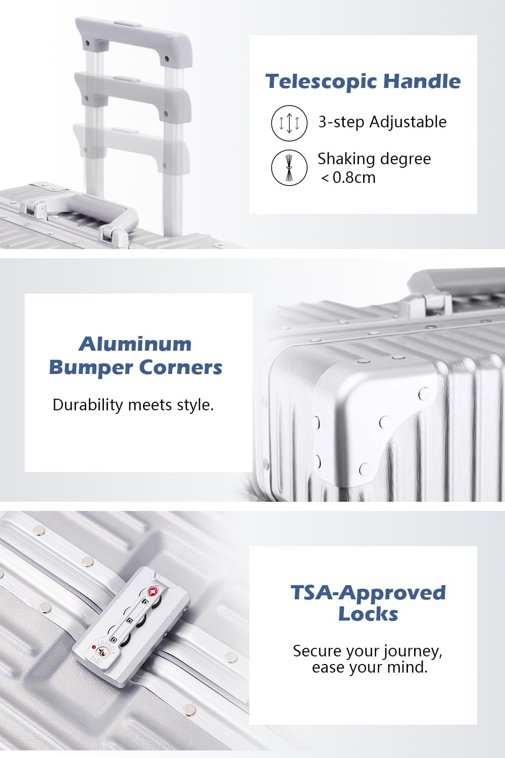 HotWay All Aluminum Carry On Luggage, 20 Inch Hard Shell Suitcase with Spinner Wheels and TSA Lock, Luggage for Business Travel (22x14x9 Airline Approved)