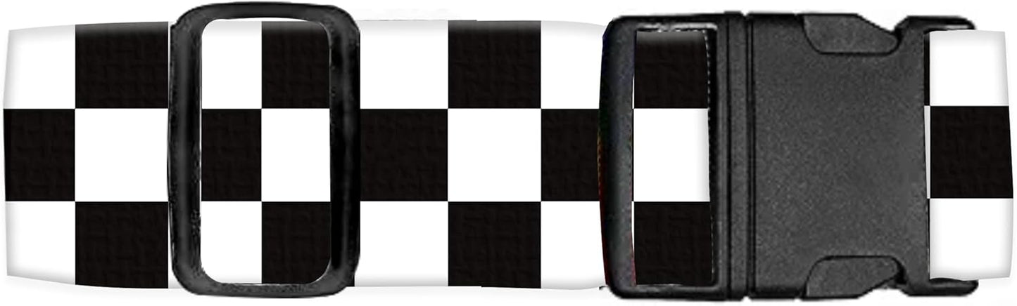 Luggage Straps for Suitcases Travel Belt Accessories, Cute Suitcase Strap, Adjustable Luggage Belt Strap, Heavy Duty with Quick-Release Buckle Luggage Strap Classic White Black Checkerboard