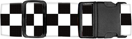 Luggage Straps for Suitcases Travel Belt Accessories, Cute Suitcase Strap, Adjustable Luggage Belt Strap, Heavy Duty with Quick-Release Buckle Luggage Strap Classic White Black Checkerboard