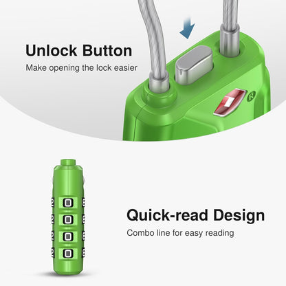 Puroma 2 Pack TSA Approved Luggage Locks, 4 Digit Combination Travel Locks Resettable Code Lock with Zinc Alloy Body for Suitcase, Toolbox, Backpack, Bag, Gym Locker (Green)