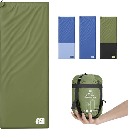 Ultralight Warm Weather Sleeping Bag - Portable, Waterproof, Compact Lightweight, Comfort with Compression Sack - Great for Outdoor Camping, Backpacking & Hiking