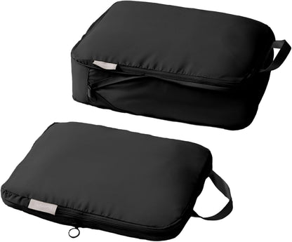 tianzong Compression Packing Cubes for Suitcases, Luggage Organizer Bags Set for Travel (Black, 2 Pack Medium)