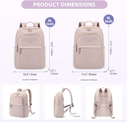 Hiking Travel Backpack for Women Casual Business Weekender Multilayer Laptop Bag,16 Inch,Pink