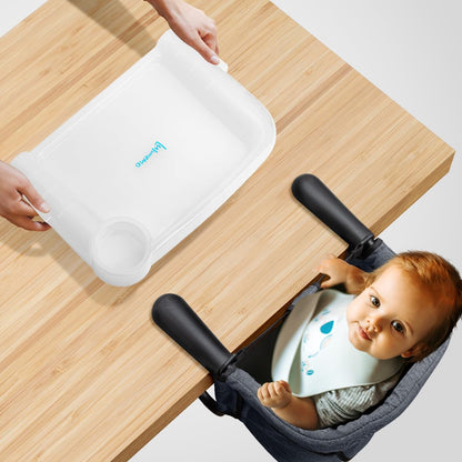 Hook On Chair with Removable Dining Tray,Portable Hook-On Chairs with Storage Bag,for Home and Travel(Grey)