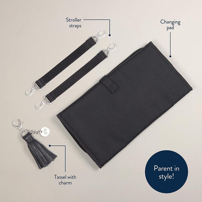 Itzy Ritzy Diaper Bag Backpack – Large Capacity Boss Plus Baby Backpack Diaper Bag Featuring 19 Pockets, Changing Pad, Stroller Clips, and Comfortable Straps (Black with Silver Hardware)